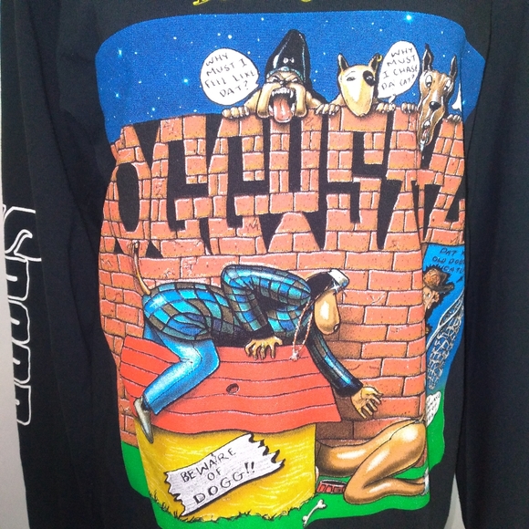 Vintage 1993 Snoop Dog Album Cover Logo Black Long Sleeve T-Shirt- Size Medium - Picture 2 of 6